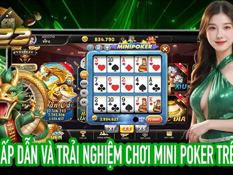 Hình ảnh bàn chơi Poker với các quân bài, chip và người chơi tại 8kbet cc